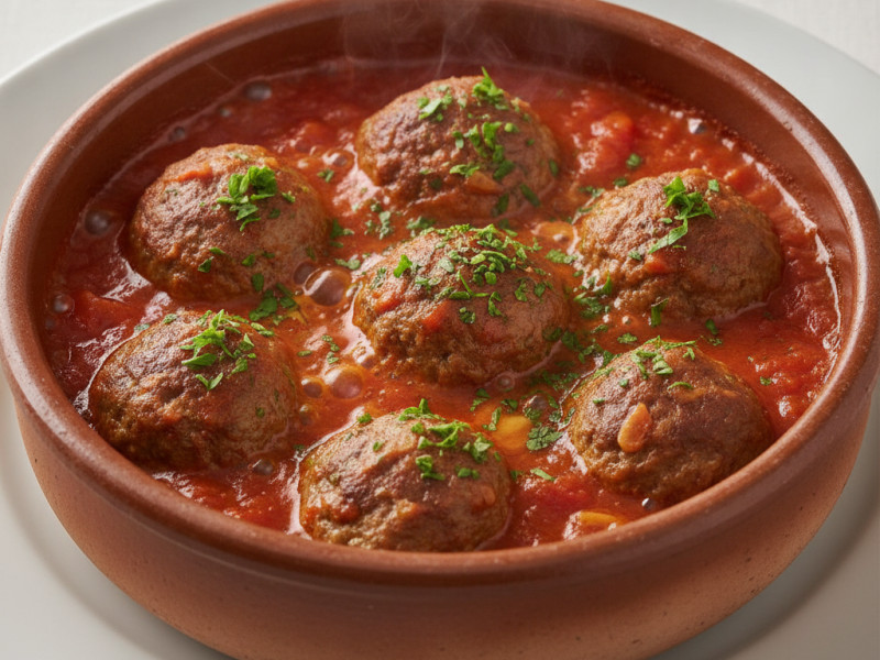 كب كرات اللحم بصوص الطماطم